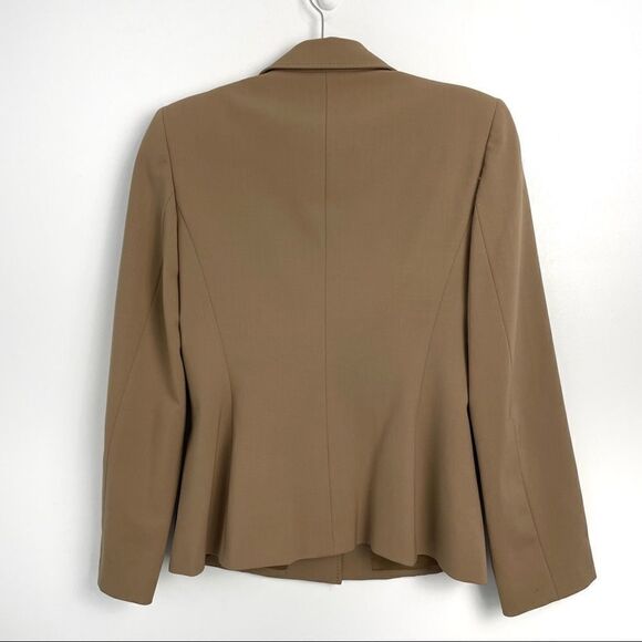 Gianfranco Ferre Tan Wool Blend Leather Trim Skirt Suit Sz 8 - Picture 8 of 16